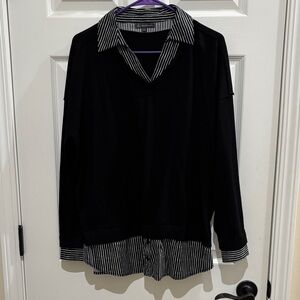 Adrianna Papell Black and White Striped Sweater